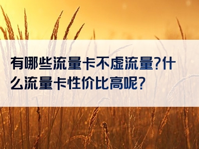 有哪些流量卡不虚流量？什么流量卡性价比高呢？