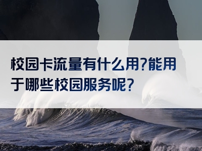校园卡流量有什么用？能用于哪些校园服务呢？
