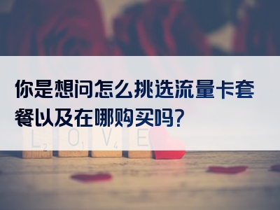 你是想问怎么挑选流量卡套餐以及在哪购买吗？