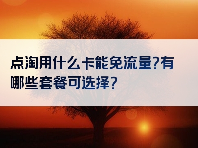 点淘用什么卡能免流量？有哪些套餐可选择？