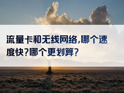 流量卡和无线网络，哪个速度快？哪个更划算？