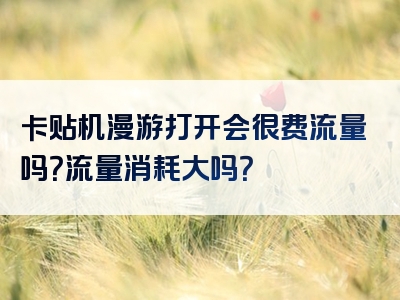 卡贴机漫游打开会很费流量吗？流量消耗大吗？