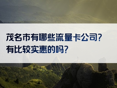 茂名市有哪些流量卡公司？有比较实惠的吗？