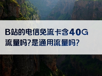 B站的电信免流卡含40G流量吗？是通用流量吗？