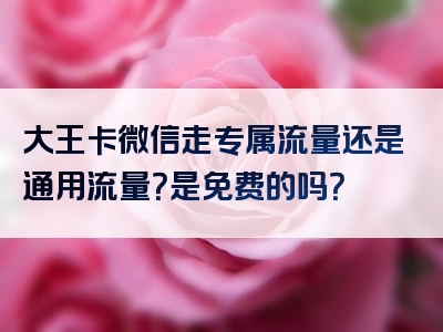 大王卡微信走专属流量还是通用流量？是免费的吗？