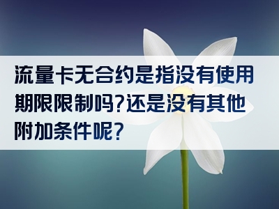 流量卡无合约是指没有使用期限限制吗？还是没有其他附加条件呢？
