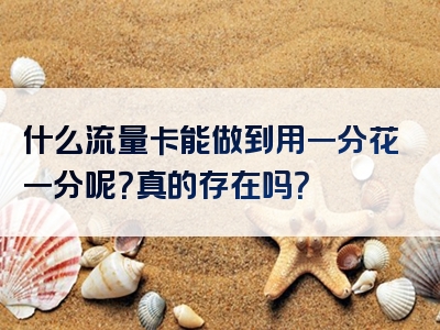 什么流量卡能做到用一分花一分呢？真的存在吗？