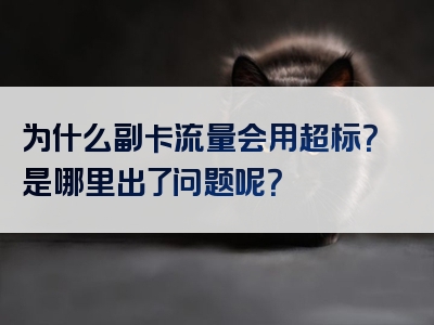为什么副卡流量会用超标？是哪里出了问题呢？