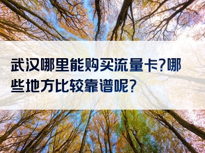 武汉哪里能购买流量卡？哪些地方比较靠谱呢？