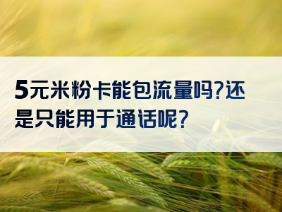 5元米粉卡能包流量吗？还是只能用于通话呢？
