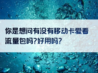 你是想问有没有移动卡爱看流量包吗？好用吗？