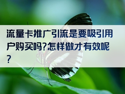 流量卡推广引流是要吸引用户购买吗？怎样做才有效呢？