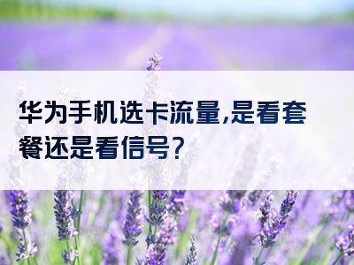 华为手机选卡流量，是看套餐还是看信号？