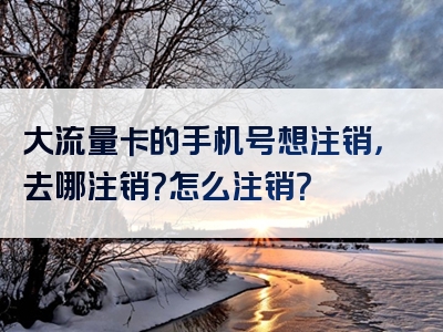 大流量卡的手机号想注销，去哪注销？怎么注销？