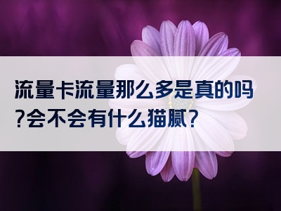 流量卡流量那么多是真的吗？会不会有什么猫腻？