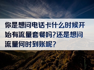你是想问电话卡什么时候开始有流量套餐吗？还是想问流量何时到账呢？