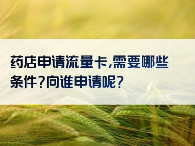 药店申请流量卡，需要哪些条件？向谁申请呢？